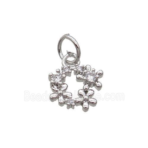 Copper Wreath Pendant Pave Zircon Platinum Plated