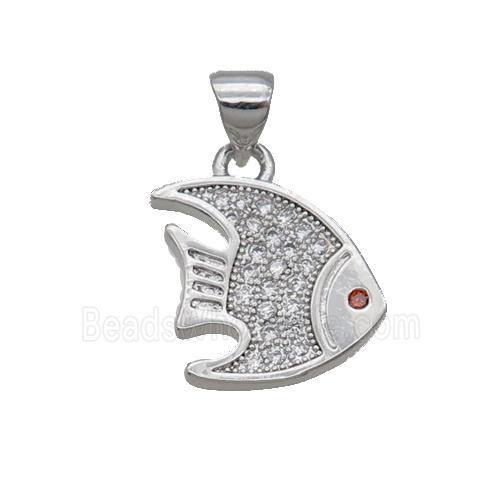 Copper Goldfish Pendant Pave Zircon Platinum Plated