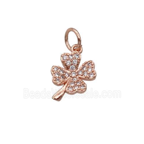 Copper Clover Pendant Pave Zircon Rose Gold