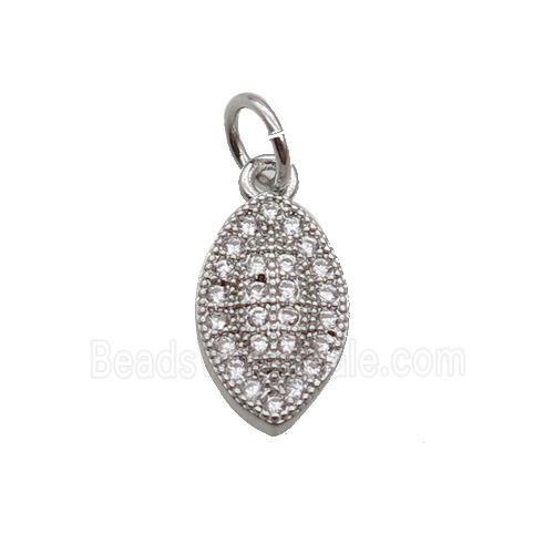 Copper Leaf Pendant Pave Zircon Platinum Plated