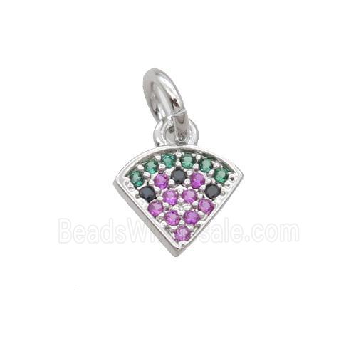 Copper Fan Pendant Pave Zircon Pizza Platinum Plated