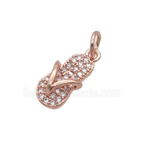 Copper Shoes Pendant Pave Zircon Rose Gold