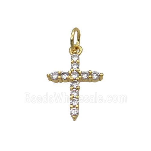 Copper Cross Pendant Pave Zircon Gold Plated
