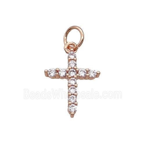 Copper Cross Pendant Pave Zircon Rose Gold