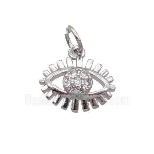 Copper Eye Pendant Pave Zircon Platinum Plated