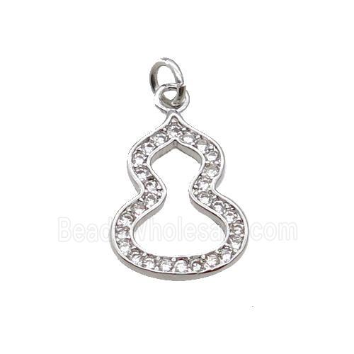Copper Gourd Pendant Pave Zircon Platinum Plated