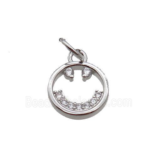 Copper Emojiface Pendant Pave Zircon Platinum Plated