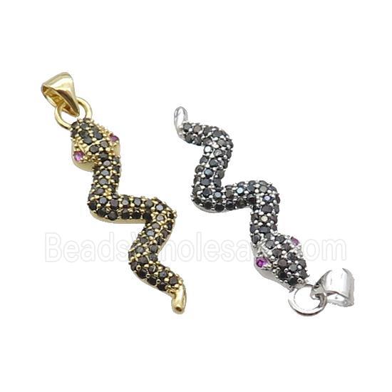 Copper Snake Pendant Pave Zircon Mixed