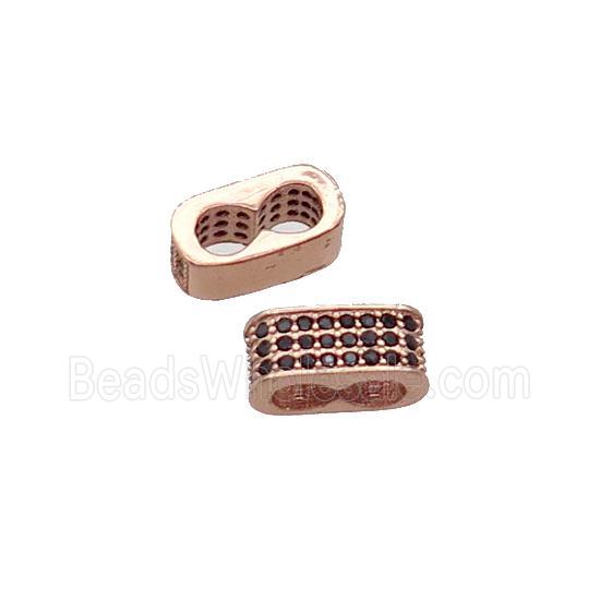 Copper Beads Pave Zircon 2hole Rose Gold