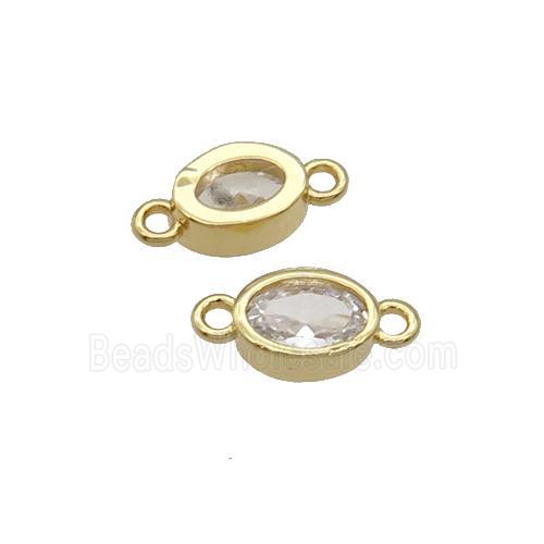 Copper Oval Connector Pave Zircon Gold Plated