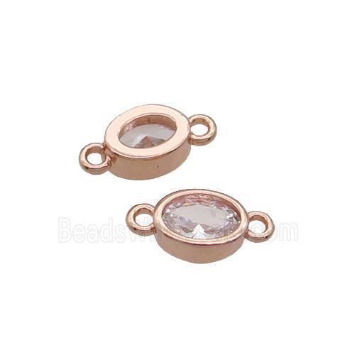Copper Oval Connector Pave Zircon Rose Gold