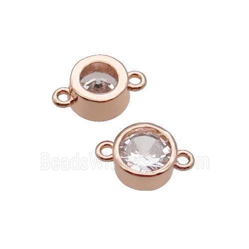 Copper Circle Connector Pave Zircon Rose Gold