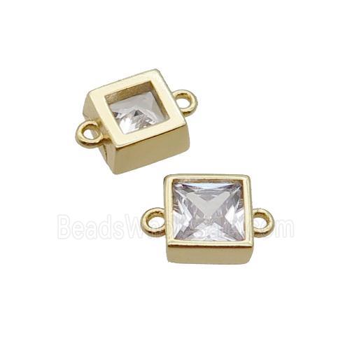 Copper Square Connector Pave Zircon Gold Plated