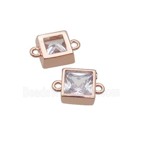Copper Square Connector Pave Zircon Rose Gold