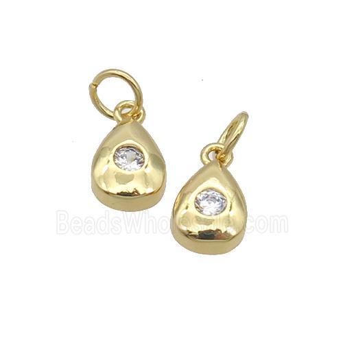 Copper Teardrop Pendant Pave Zircon Gold Plated