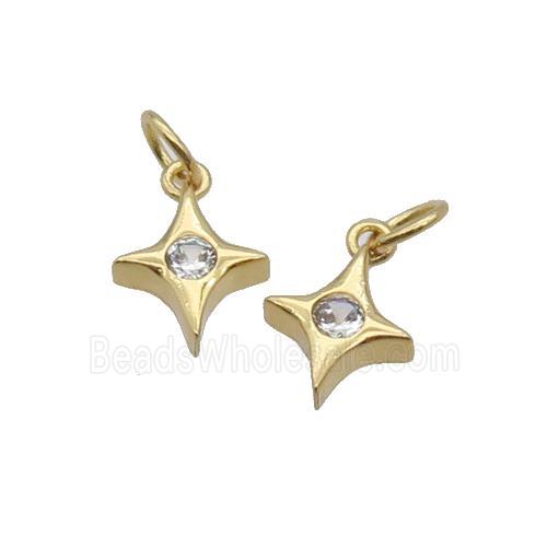 Copper Star Pendant Pave Zircon Gold Plated