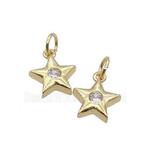 Copper Star Pendant Pave Zircon Gold Plated