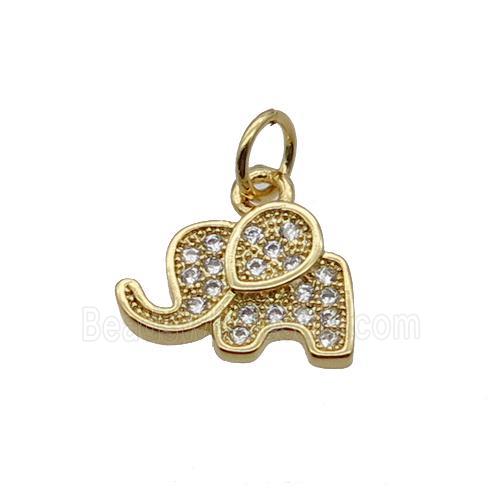 Copper Elephant Pendant Pave Zircon Gold Plated