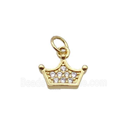 Copper Crown Pendant Pave Zircon Gold Plated