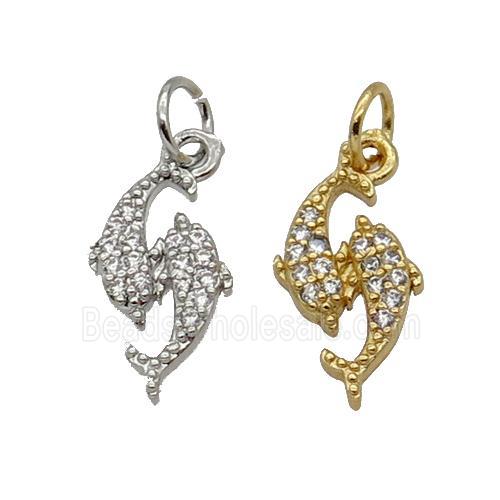 Copper Dolphin Pendant Pave Zircon Mixed