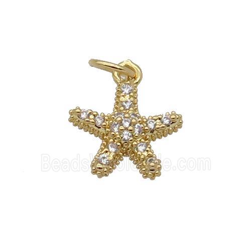 Copper Starfish Pendant Pave Zircon Gold Plated
