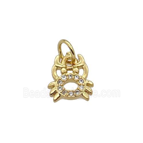 Copper Crab Charm Pendant Pave Zircon Gold Plated