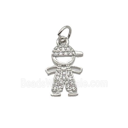 Copper Boy Pendant Pave Zircon Kids Platinum Plated