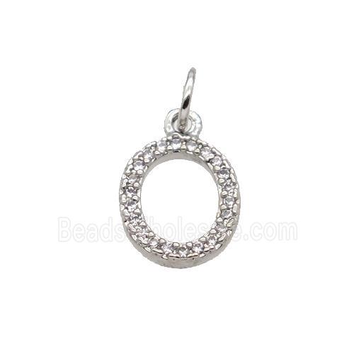 Copper Circle Pendant Pave Zircon Platinum Plated