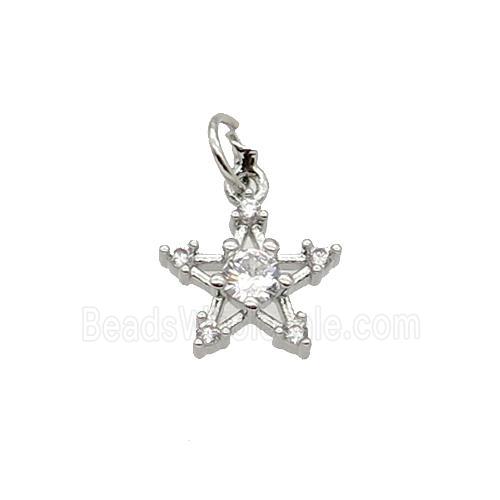 Copper Star Pendant Pave Zircon Platinum Plated