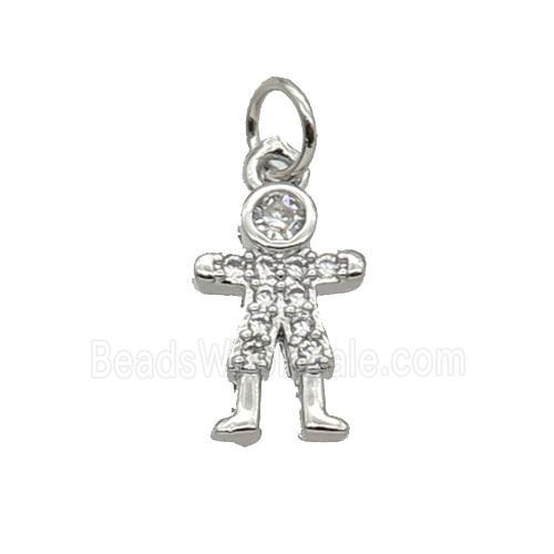 Copper Kids Pendant Pave Zircon Platinum Plated
