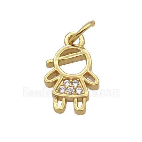 Copper Kids Girl Pendant Pave Zircon Gold Plated