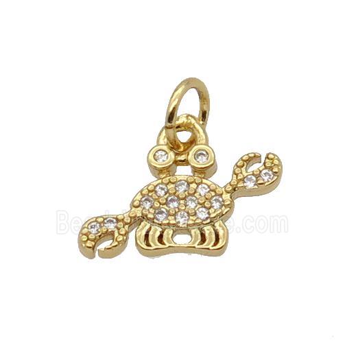 Copper Crab Pendant Pave Zircon Gold Plated