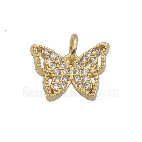 Copper Butterfly Pendant Pave Zircon Gold Plated