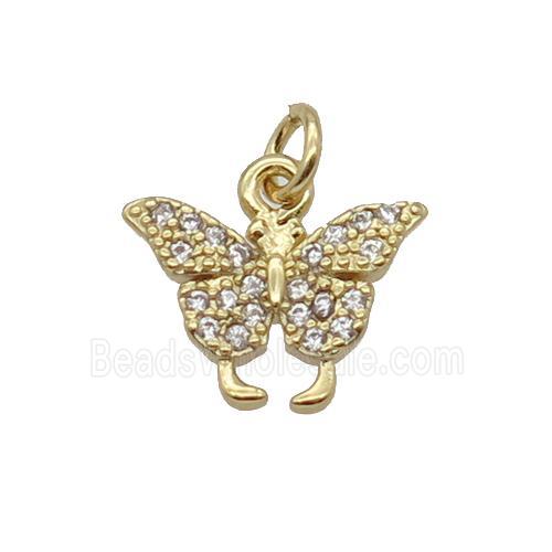 Copper Butterfly Pendant Pave Zircon Gold Plated