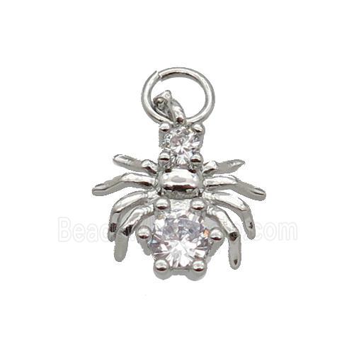 Copper Spider Pendant Pave Zircon Platinum Plated