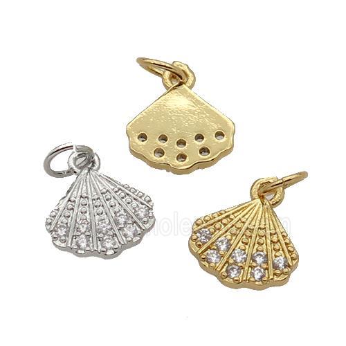 Copper Pendant Pave Zircon Conchshell Mixed