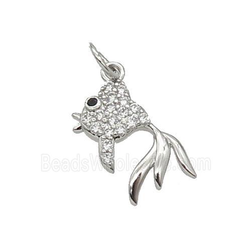 Copper Goldfish Pendant Pave Zircon Platinum Plated