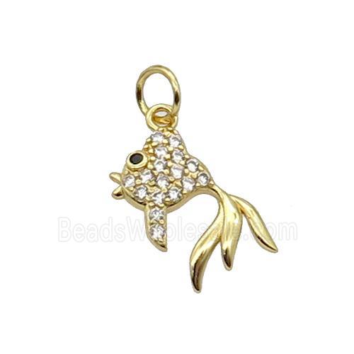 Copper Goldfish Pendant Pave Zircon Gold Plated