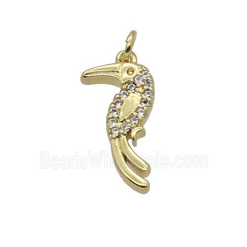 Copper Parrot Pendant Pave Zircon Birds Gold Plated
