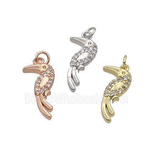 Copper Parrot Pendant Pave Zircon Birds Mixed