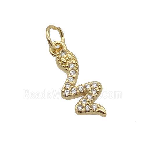 Copper Snake Pendant Pave Zircon Gold Plated