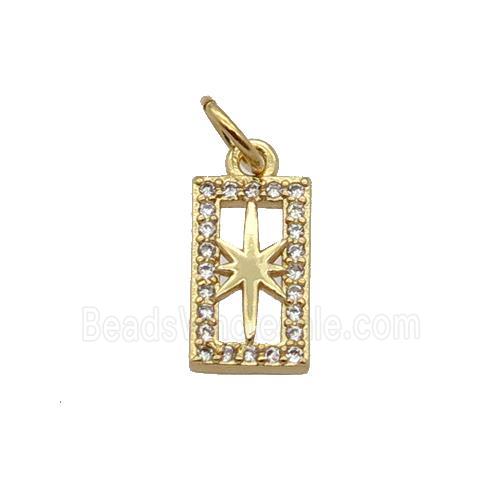 Copper Rectangle Pendant Pave Zircon Northstar Gold Plated