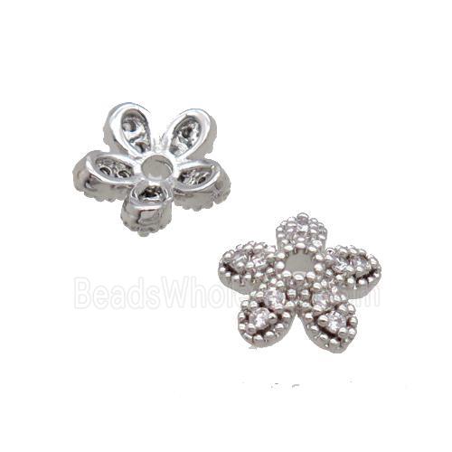 Copper BeadCaps Pave Zircon Platinum Plated
