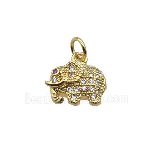 Copper Elephant Pendant Pave Zircon Gold Plated