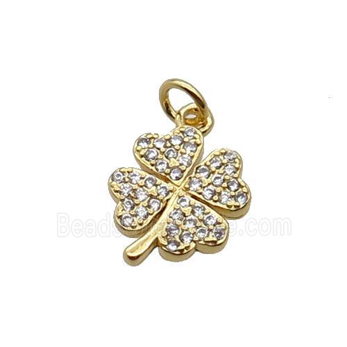 Copper Clover Pendant Pave Zircon Gold Plated