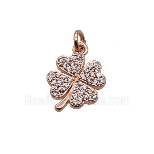 Copper Clover Pendant Pave Zircon Rose Gold