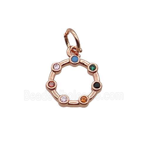 Copper Circle Pendant Pave Zircon Rose Gold