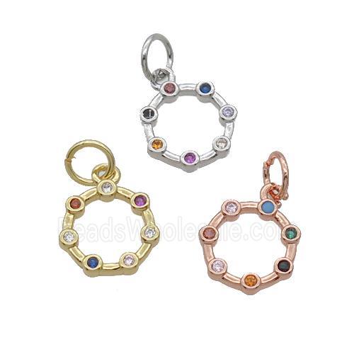Copper Circle Pendant Pave Zircon Mixed