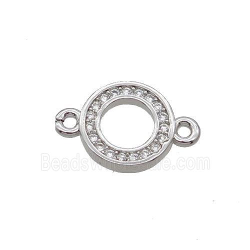 Copper Circle Connector Pave Zircon Platinum Plated