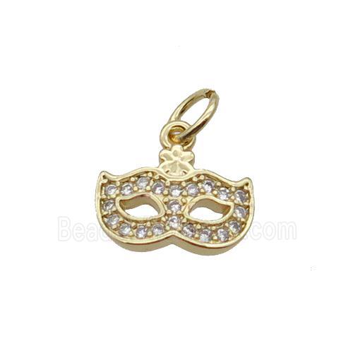 Copper EyeMask Pendant Pave Zircon Gold Plated